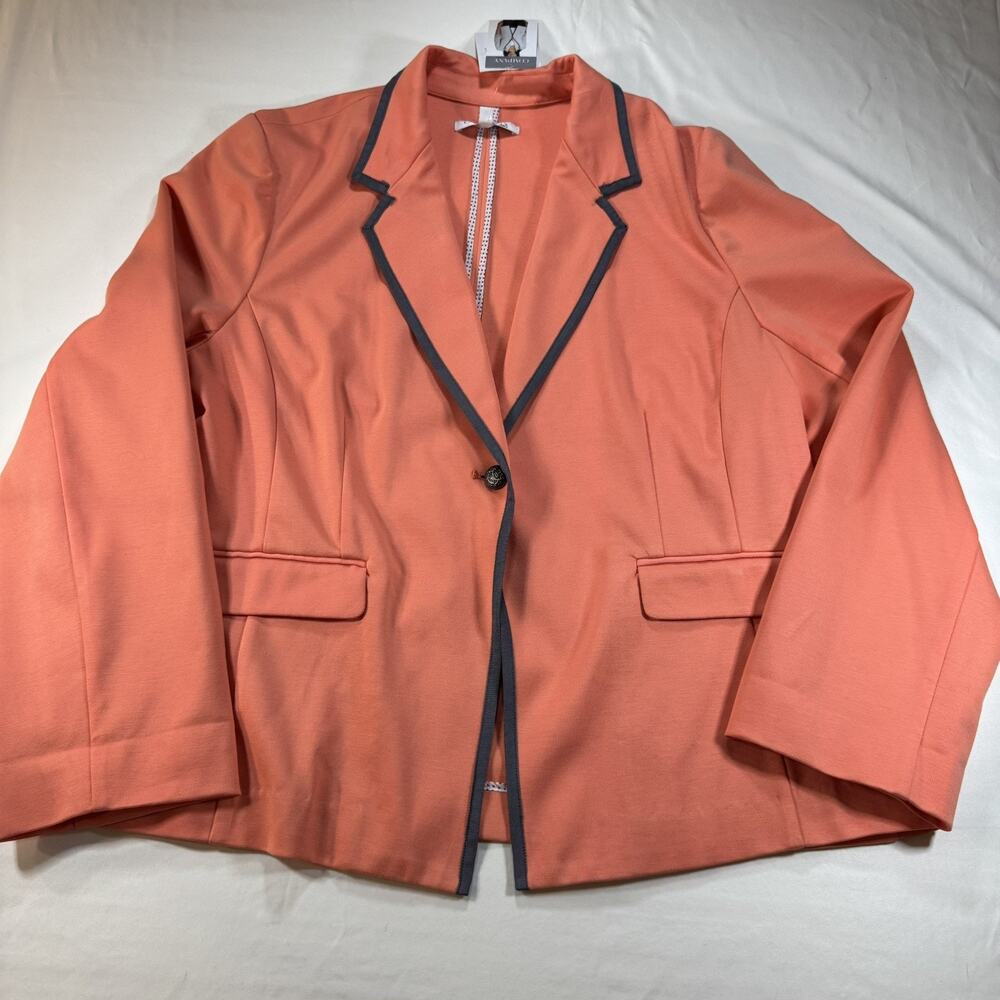 Company Ellen Tracy Blazer Womens XXL Peach One Button Knit Career Jacket NWT